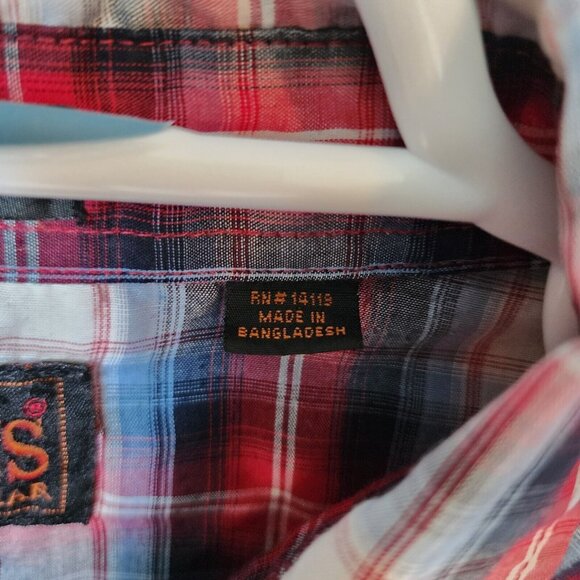 2x VTG Ely Plains BIG MAN Plaid Pearl Snap Short Sleeve Western Shirt Size 2X - Picture 5 of 16